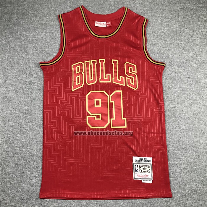 Camiseta Chicago Bulls Dennis Rodman NO 91 Retro 2020 Chinese New Year Rojo
